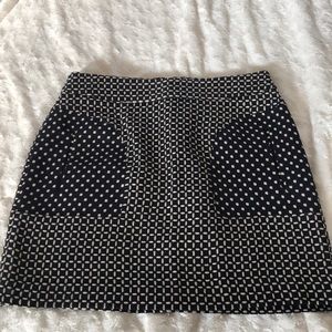 Knit look mini skirt, navy and white, size 10